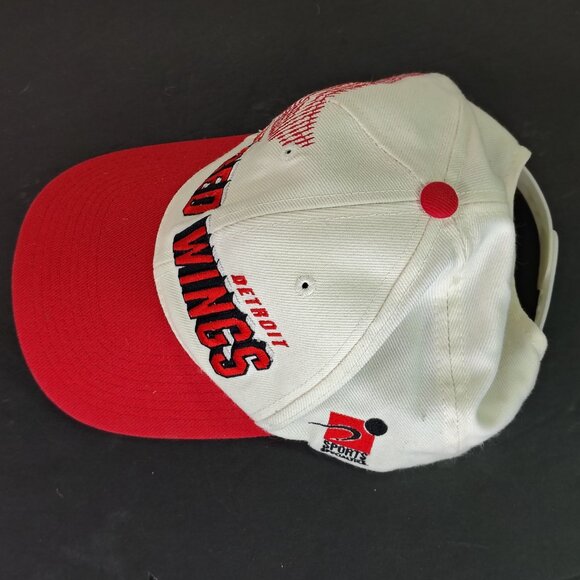 VINTAGE Detroit Red Wings Sports Specialties Hat Cap Snap Back Shadow Logo White - Picture 5 of 13